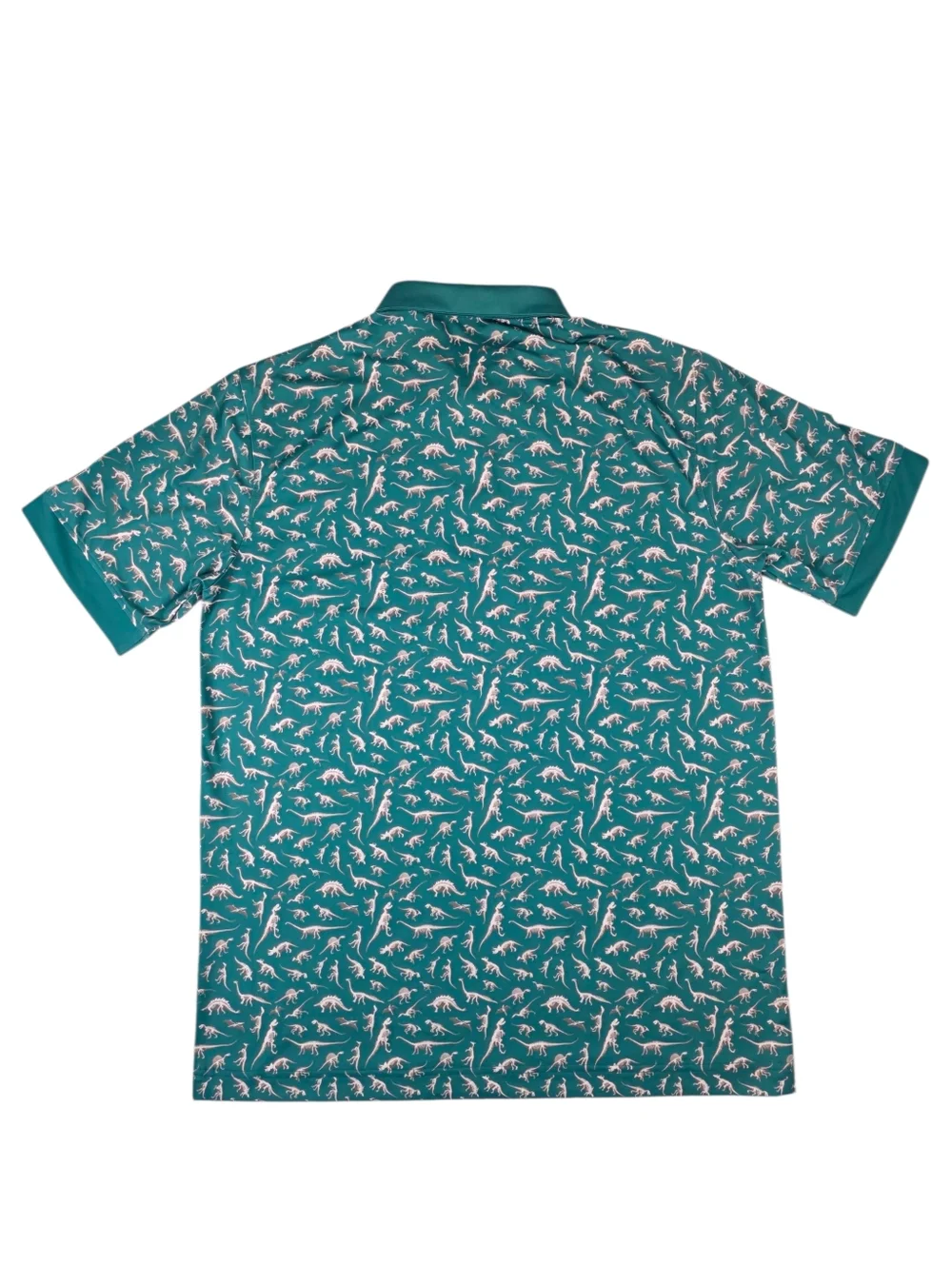 Waggle Golf Polo Dinosaur Print Teal Green Novelty Stretch Performance Shirt L - Picture 4 of 7